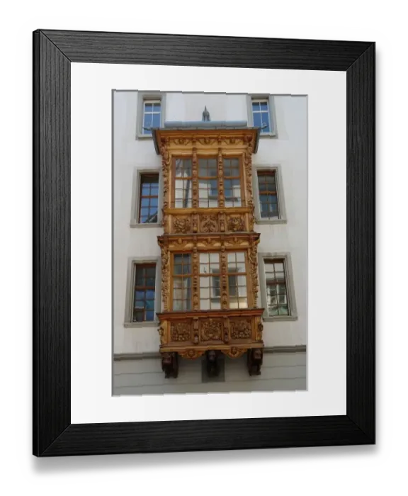 Framed Print : Old style bay on a building in St Gallen, Switzerland Framed Print : Old style bay on a building in St Gallen, Switzerland