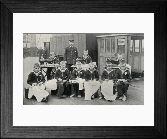 Framed Print : Tailoring Class, Training Ship Wellesley, North Shields Framed Print : Tailoring Class, Training Ship Wellesley, North Shields
