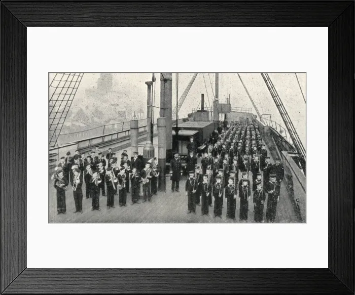 Framed Print : Company & Band, Training Ship Wellesley, North Shields Framed Print : Company & Band, Training Ship Wellesley, North Shields