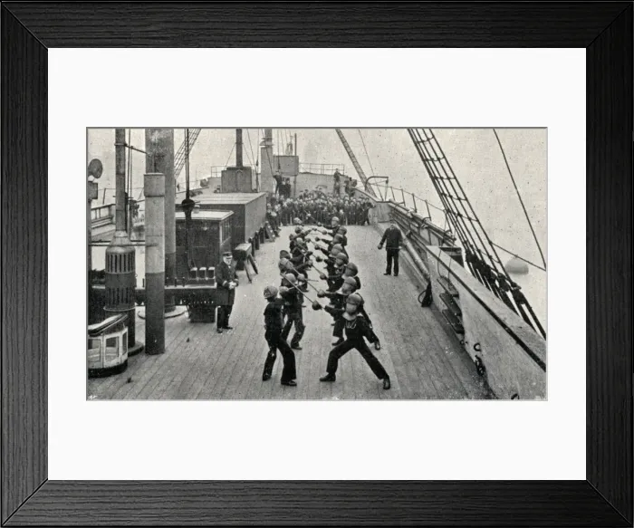 Framed Print : Stick Practice, Training Ship Wellesley, North Shields