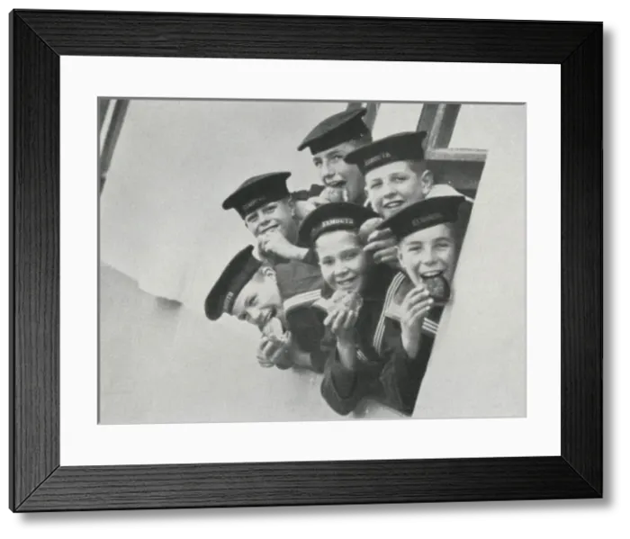Framed Print : Boys Eating, Training Ship, Exmouth, Grays, Essex Framed Print : Boys Eating, Training Ship, Exmouth, Grays, Essex