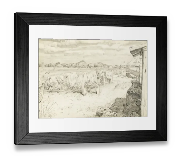 Framed Print : Fishing nets hanging on racks Framed Print : Fishing nets hanging on racks