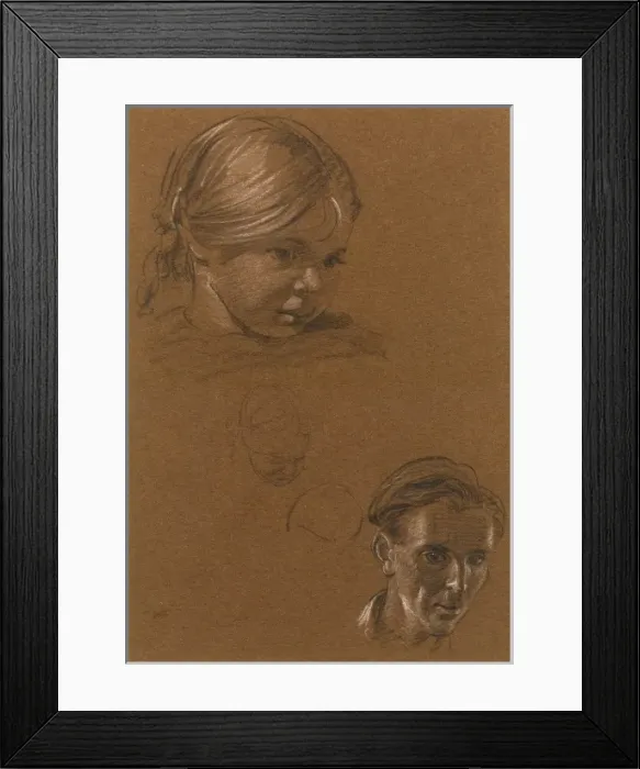 Framed Print : Self-portrait and study of a young girl Framed Print : Self-portrait and study of a young girl