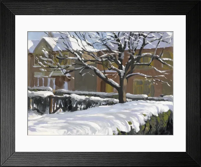 Framed Print : Snow in a Mill Hill garden Framed Print : Snow in a Mill Hill garden
