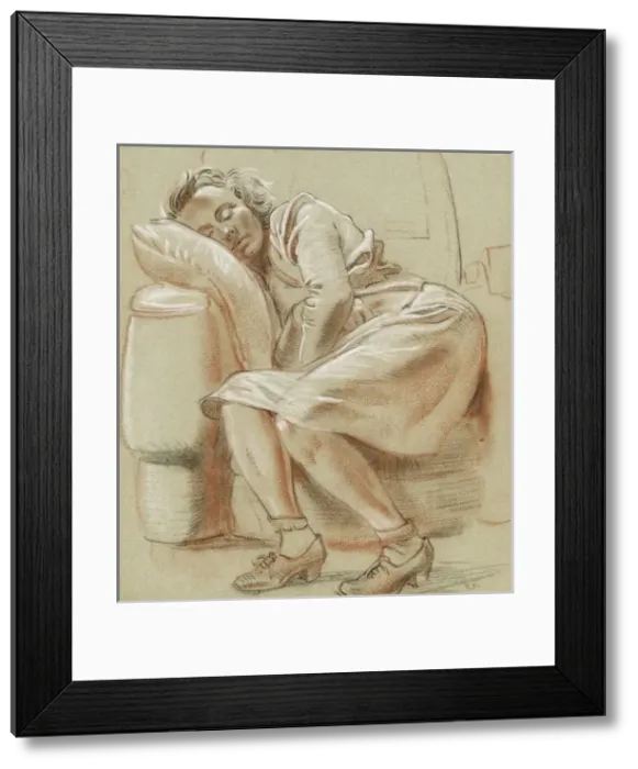 Framed Print : Lady sleeping in an armchair Framed Print : Lady sleeping in an armchair