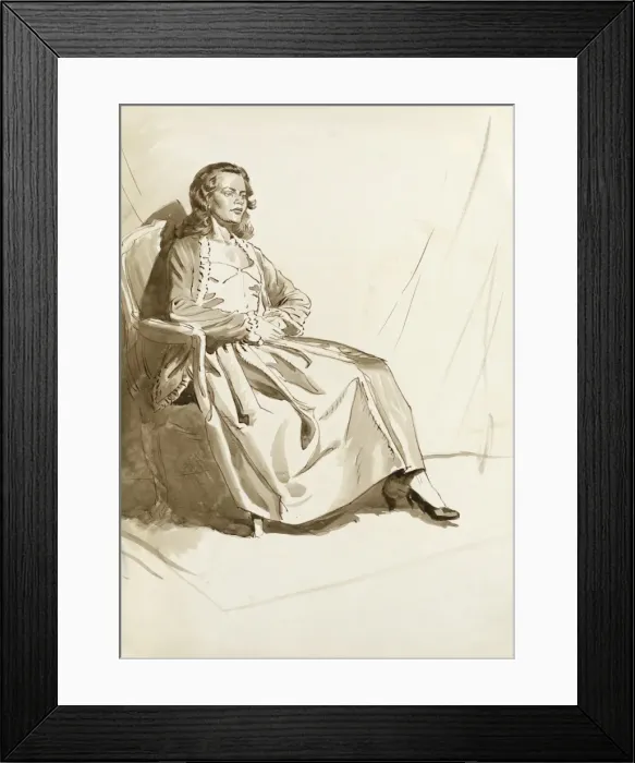 Framed Print : Woman seated in evening dress Framed Print : Woman seated in evening dress