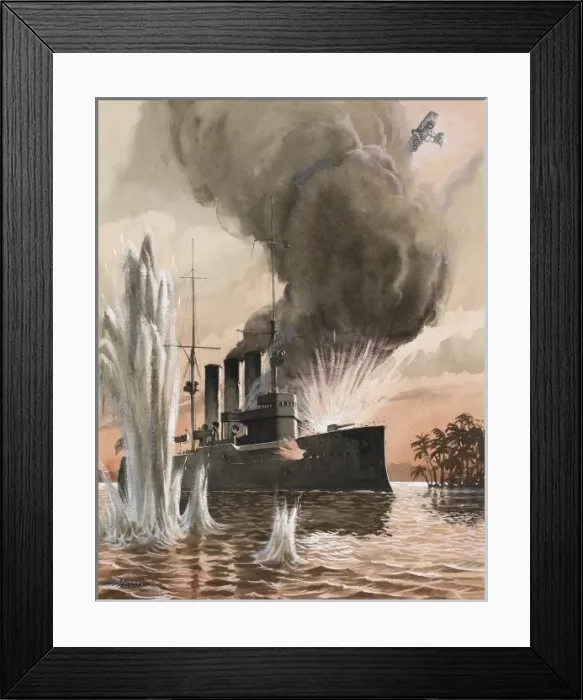 Framed Print : RAF bombing German warship Framed Print : RAF bombing German warship