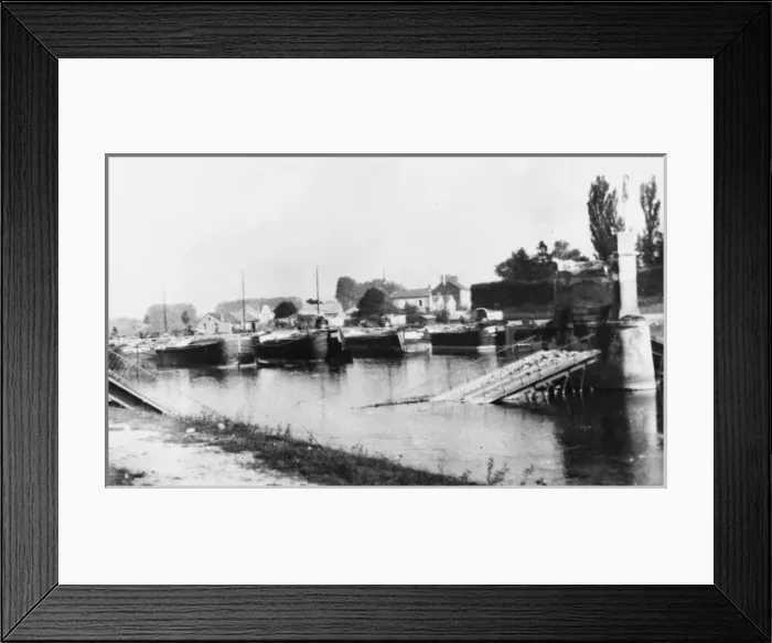 Framed Print : Destroyed Oise Bridge WWI Framed Print : Destroyed Oise Bridge WWI