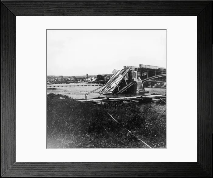 Framed Print : Destroyed bridge over the Marne WWI Framed Print : Destroyed bridge over the Marne WWI