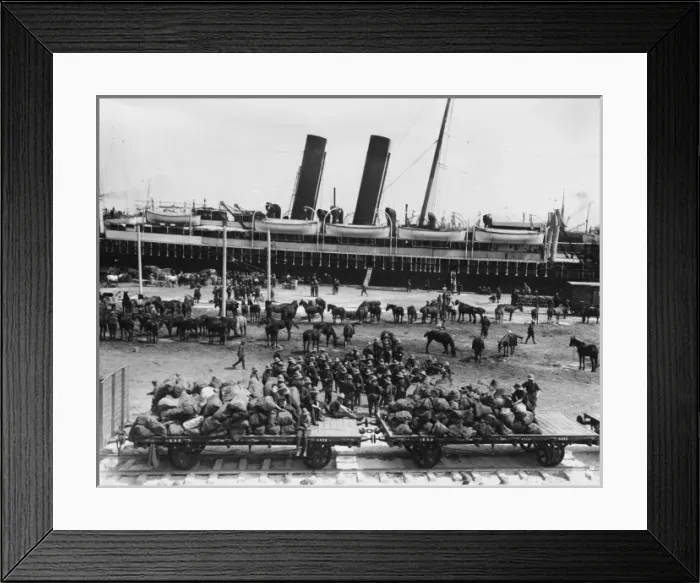 Framed Print : Cavalry disembaring WWI Framed Print : Cavalry disembaring WWI