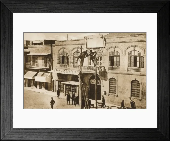 Framed Print : Workmen put telegraph cables, Syria Framed Print : Workmen put telegraph cables, Syria
