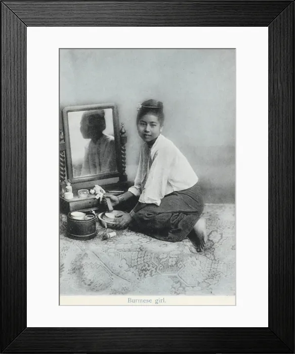 Framed Print : A Burmese girl preparing her make-up Framed Print : A Burmese girl preparing her make-up