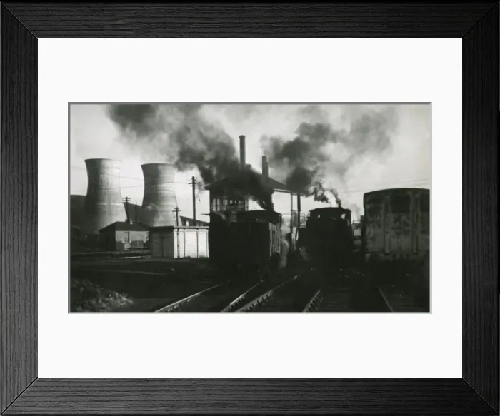 Framed Print : Evocative Railway scene with Cooling Towers Framed Print : Evocative Railway scene with Cooling Towers
