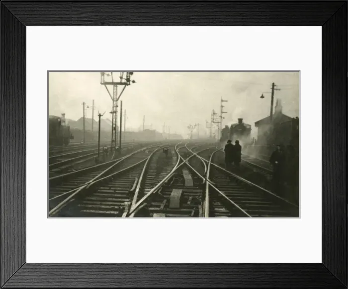 Framed Print : Railway junction in the morning mist Framed Print : Railway junction in the morning mist