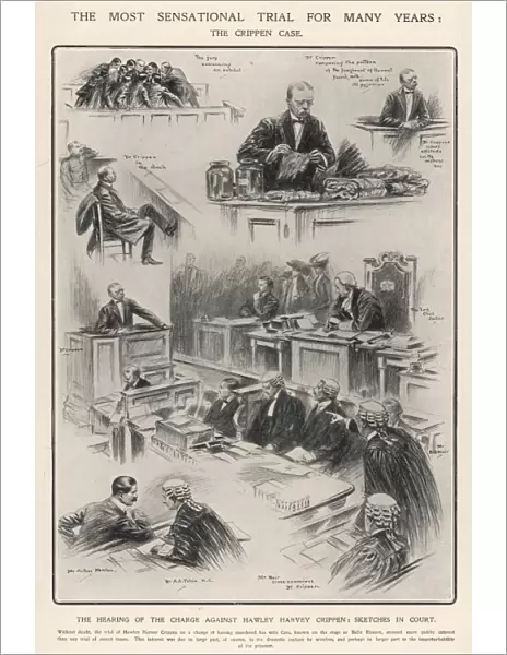 Sketches at the Crippen trial