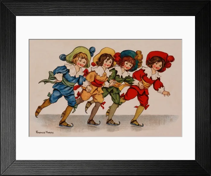Framed Print : Four skating boys, by Florence Hardy Framed Print : Four skating boys, by Florence Hardy