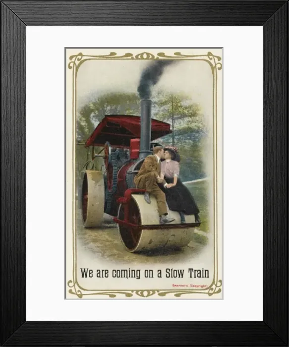 Framed Print : Kissing on a Steamroller