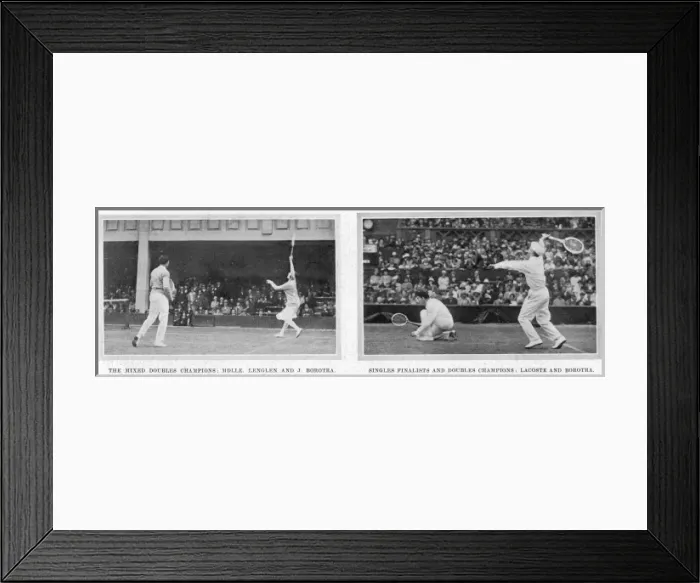 Framed Print : Lenglen, Borotra and Lacoste playing doubles Framed Print : Lenglen, Borotra and Lacoste playing doubles