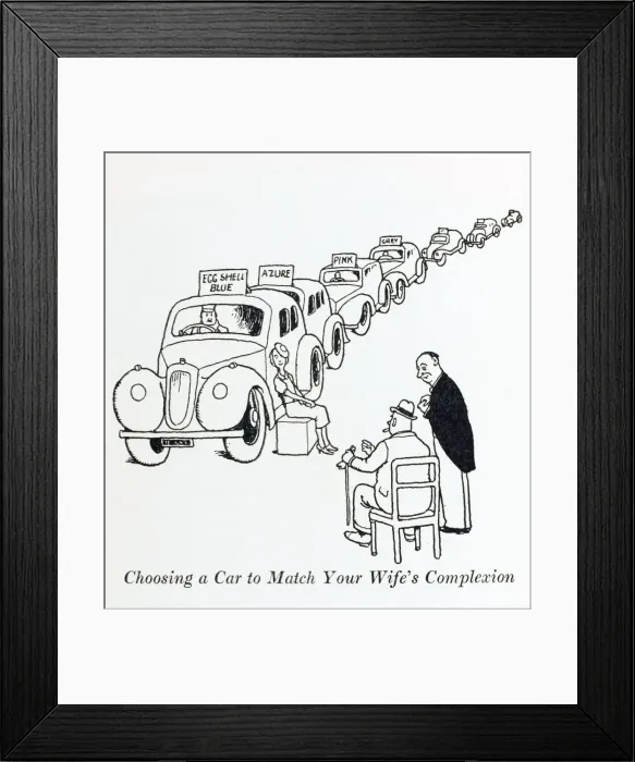 Framed Print : Choosing a car to match your wifes complexion / W Heath Rob Framed Print : Choosing a car to match your wifes complexion / W Heath Rob