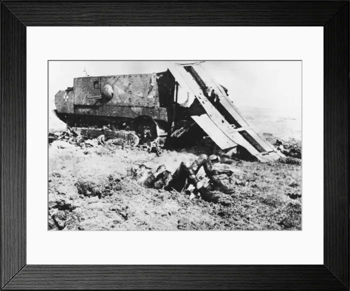 Framed Print : Destroyed French tank WWI Framed Print : Destroyed French tank WWI