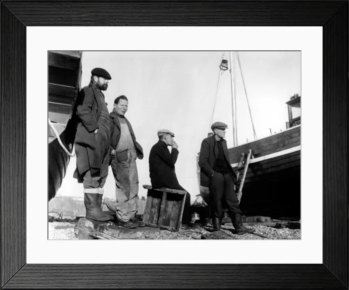 Framed Print : Fishermen at Hastings, Sussex Framed Print : Fishermen at Hastings, Sussex