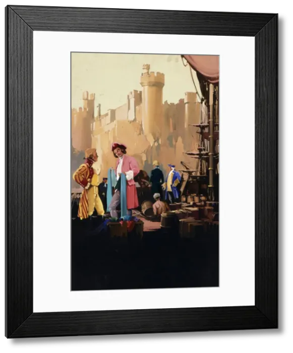 Framed Print : 18th century harbour scene Framed Print : 18th century harbour scene