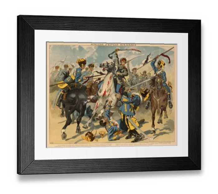 Framed Print : Heroic Russian Cavalryman under attack Framed Print : Heroic Russian Cavalryman under attack