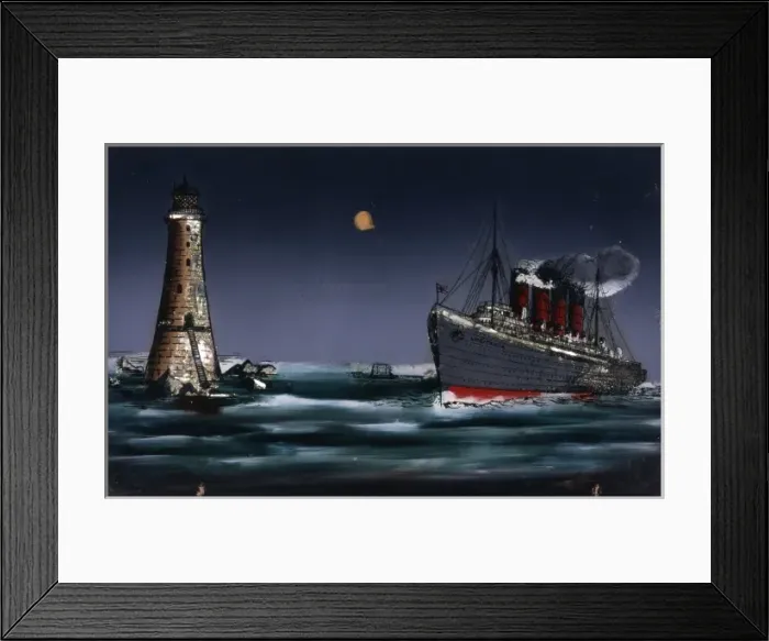 Framed Print : Ship sails past lighthouse Framed Print : Ship sails past lighthouse