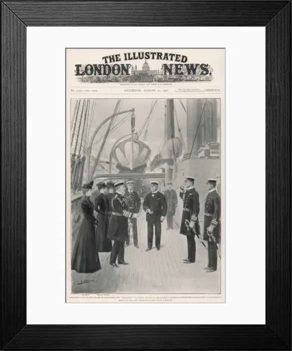Framed Print : The Kings Visit to the Antarctic exploring ship Discovery Framed Print : The Kings Visit to the Antarctic exploring ship Discovery