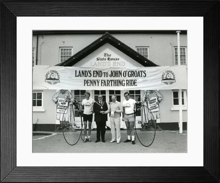 Framed Print : Start of pennyfarthing ride, Lands End Framed Print : Start of pennyfarthing ride, Lands End