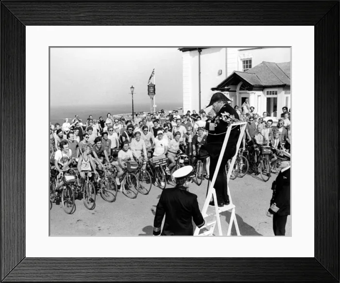 Framed Print : Start of a charity cycle ride, Lands End Framed Print : Start of a charity cycle ride, Lands End