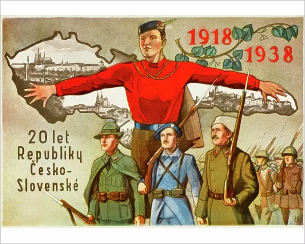 Card celebrating 20 years of Czechoslovakia