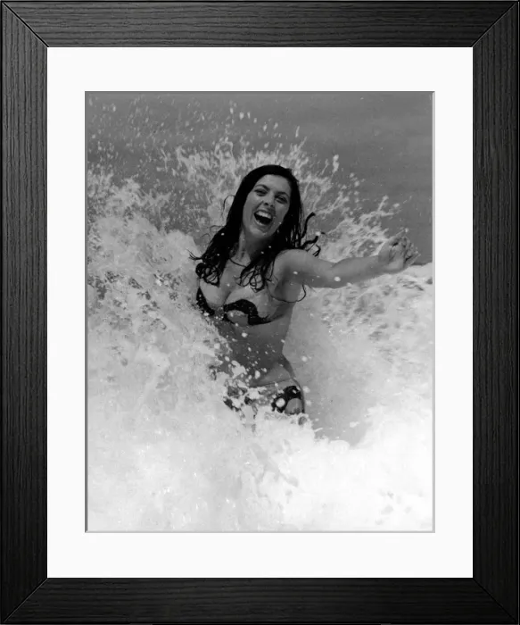 Framed Print : Glamour girl in the surf in Cornwall Framed Print : Glamour girl in the surf in Cornwall