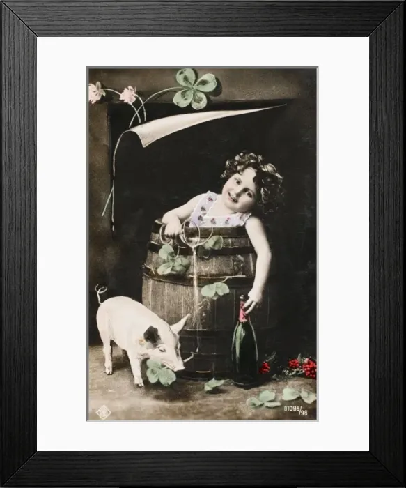 Framed Print : Good Luck postcard Framed Print : Good Luck postcard
