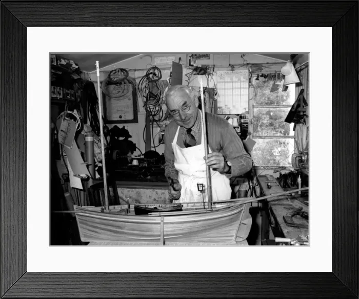 Framed Print : Model fishing boat maker, Cornwall Framed Print : Model fishing boat maker, Cornwall