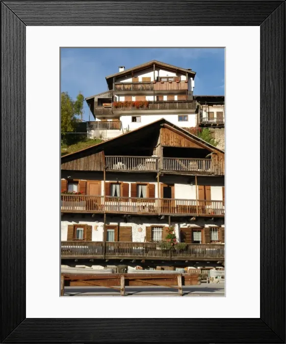 Framed Print : Traditional houses in Pieve di Cadore, Trento, Italy