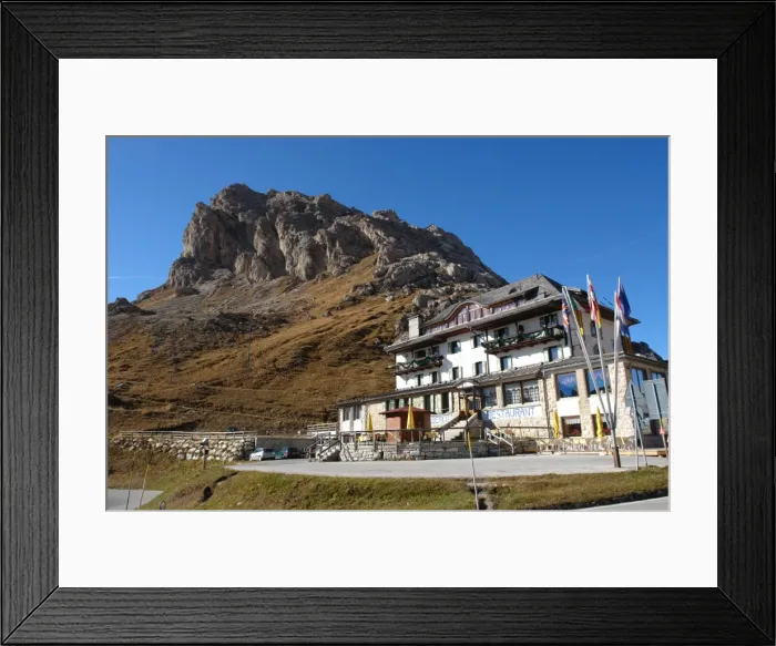 Framed Print : Pordoi Pass with Hotel Savoia, Trento, Italy Framed Print : Pordoi Pass with Hotel Savoia, Trento, Italy