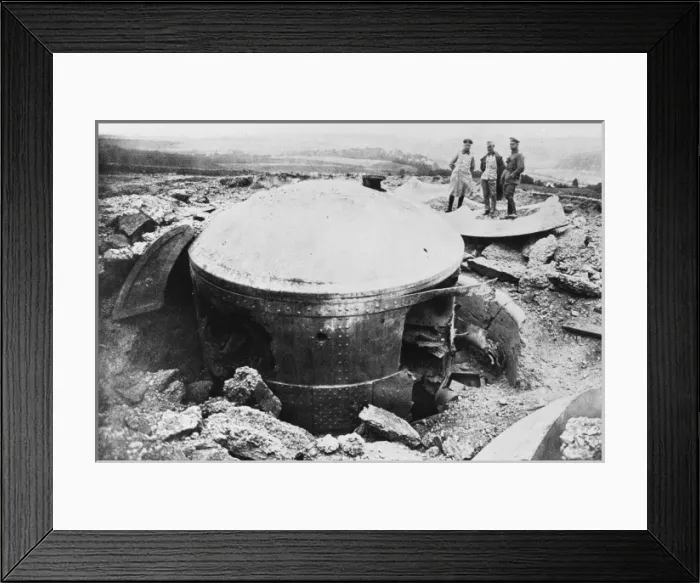 Framed Print : Destroyed gun cupola in Belgium WWI