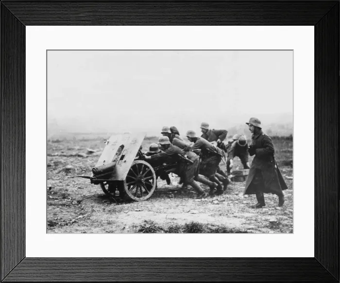 Framed Print : Gunners transporting weapon WWI Framed Print : Gunners transporting weapon WWI