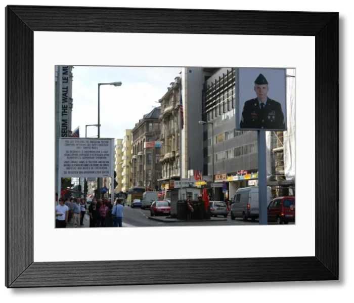 Framed Print : Checkpoint Charlie reconstruction, Berlin, Germany Framed Print : Checkpoint Charlie reconstruction, Berlin, Germany