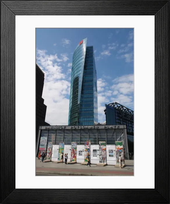 Framed Print : Berlin wall display and skyscraper, Germany Framed Print : Berlin wall display and skyscraper, Germany