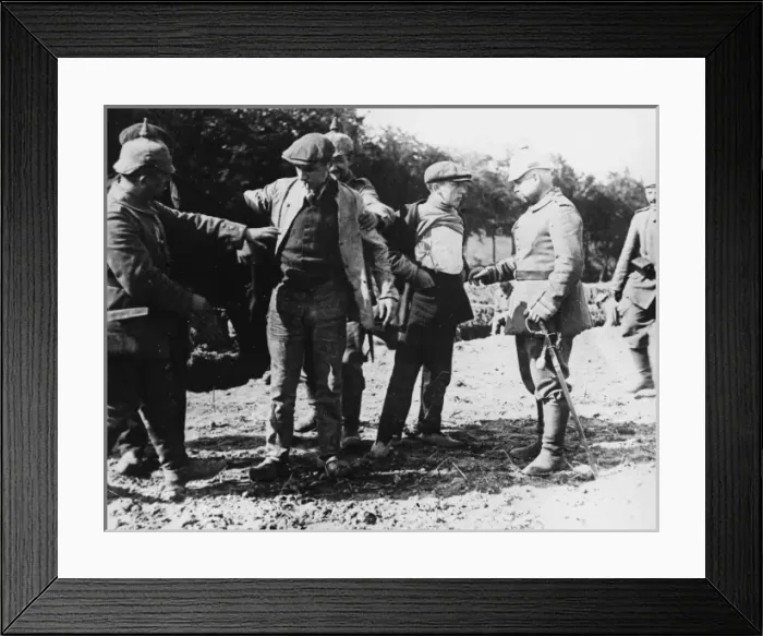 Framed Print : Belgian civilians searched WWI Framed Print : Belgian civilians searched WWI