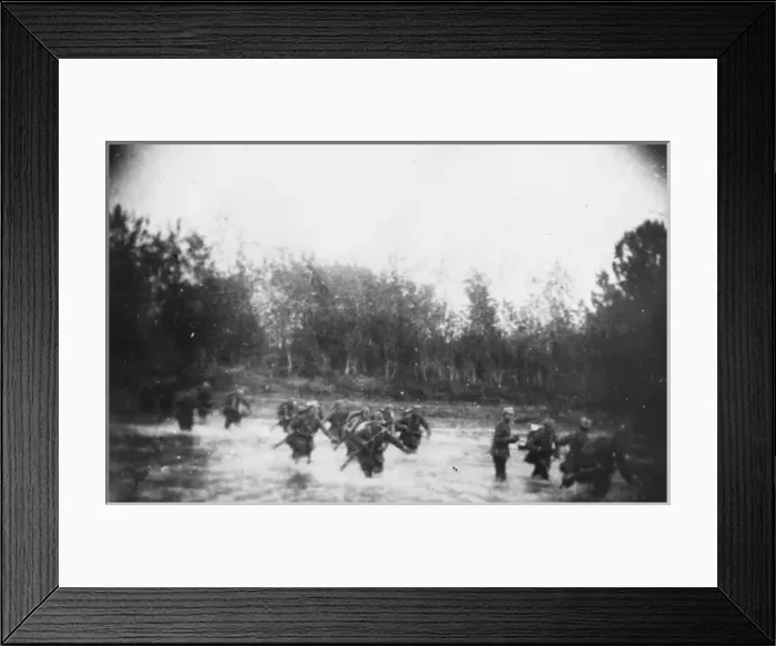Framed Print : German soldiers crossing river WWI Framed Print : German soldiers crossing river WWI