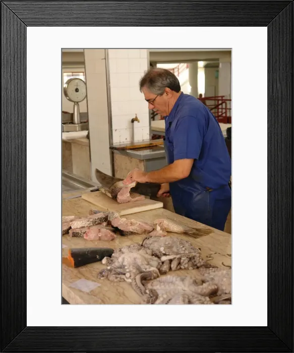 Framed Print : Fishmonger, Mercado dos Lavradores, Funchal, Madeira Framed Print : Fishmonger, Mercado dos Lavradores, Funchal, Madeira