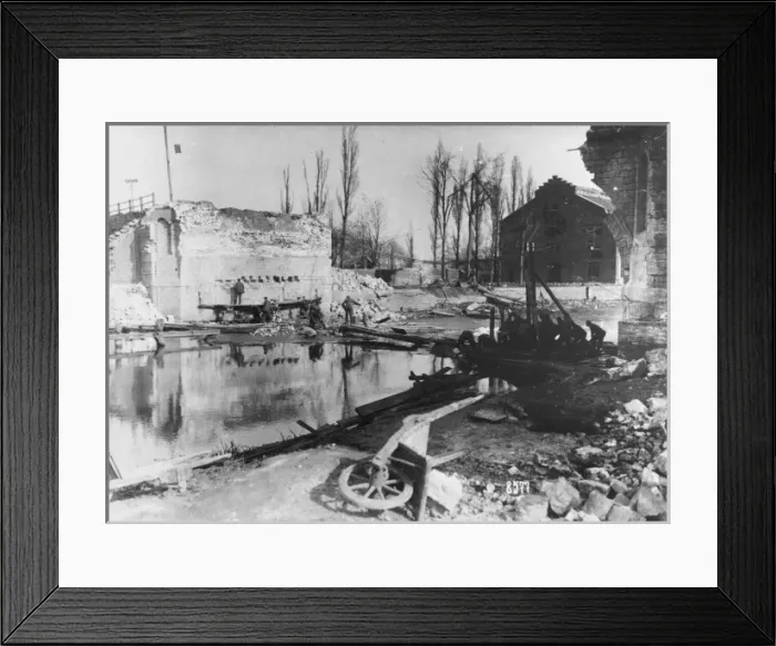 Framed Print : Bridge construction WWI Framed Print : Bridge construction WWI