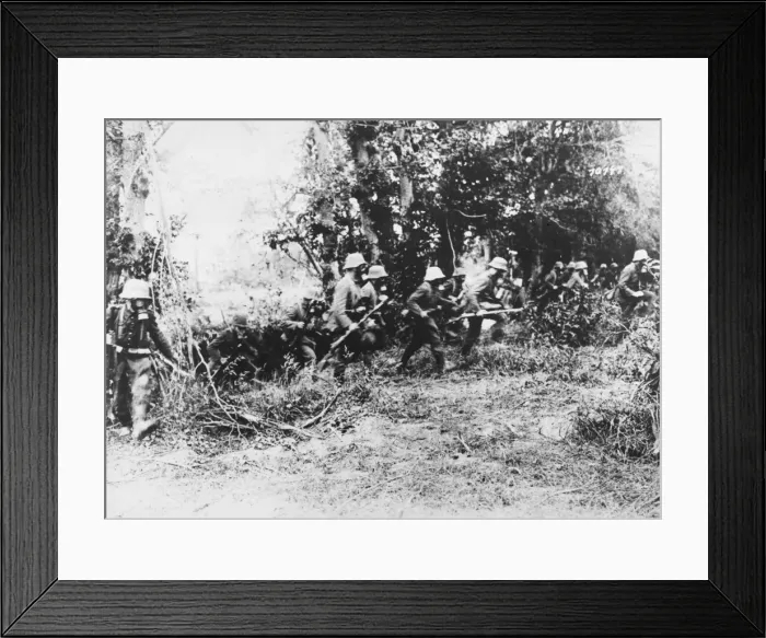Framed Print : German infantry in gas masks WWI Framed Print : German infantry in gas masks WWI