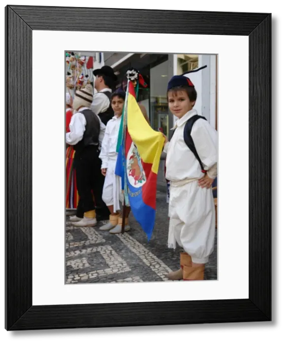 Framed Print : Gaula boys with flag, Funchal, Madeira Framed Print : Gaula boys with flag, Funchal, Madeira