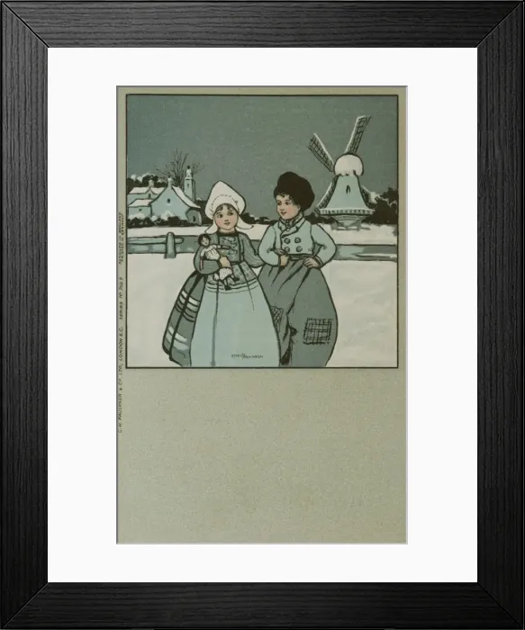Framed Print : Dutch girl and boy in the snow Framed Print : Dutch girl and boy in the snow