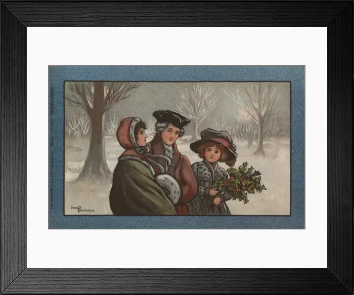 Framed Print : Three people in a snowy landscape Framed Print : Three people in a snowy landscape