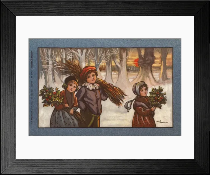 Framed Print : Three children in a snowy landscape Framed Print : Three children in a snowy landscape